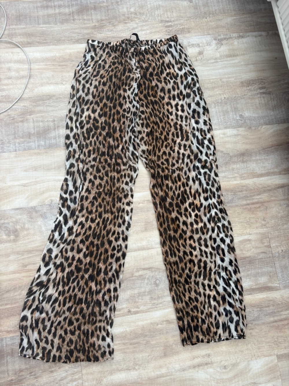 Zara Leopard Print Wide-Leg Pants - Brown/Black